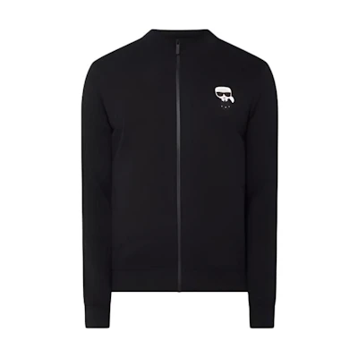 Karl Lagerfeld Solid Logo Print Zip Jacket for Work, Travel & Casual Wear 705895500900990