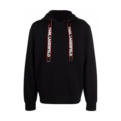 Karl Lagerfeld Solid Logo Tape Pullover Hoodie Black 220M1809999