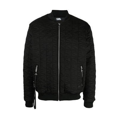 Karl Lagerfeld Solid Long-Sleeve Bomber Jacket for Outdoor Streetwear 7050160524915