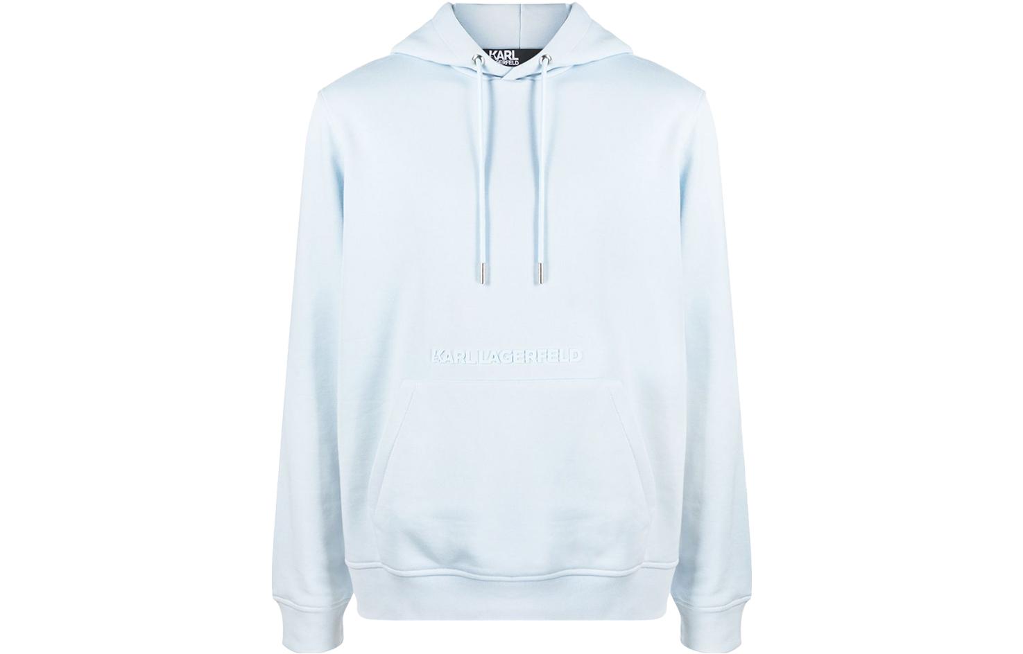 Karl Lagerfeld SS22 Blue Solid Color Drawstring Hoodie 705052-521900-620