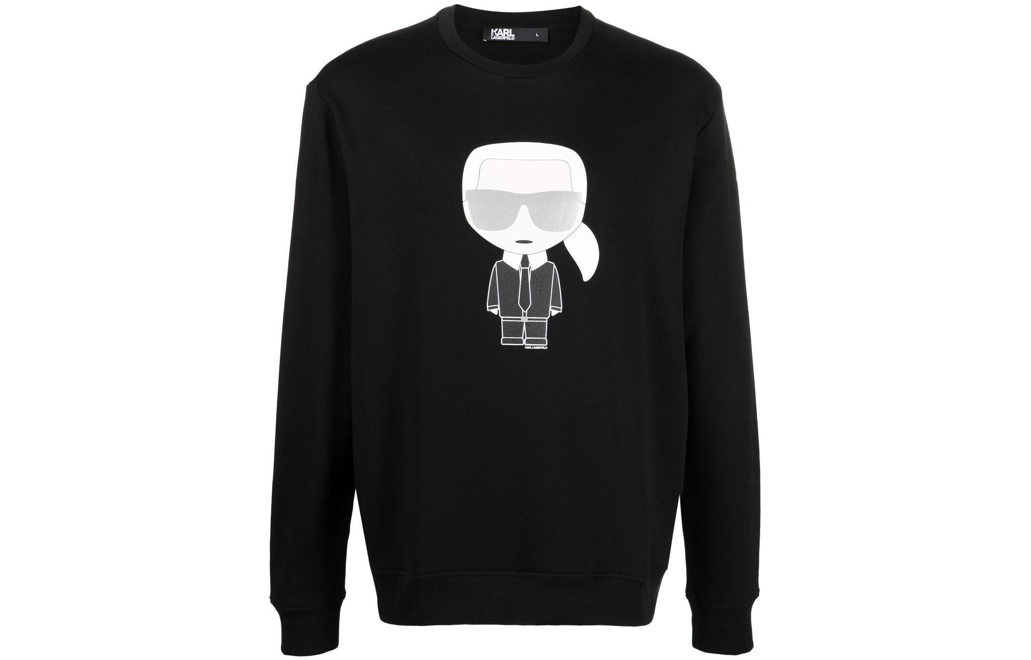 Karl Lagerfeld SS22 Graphic Print Pullover Sweatshirt Black 705071500951990