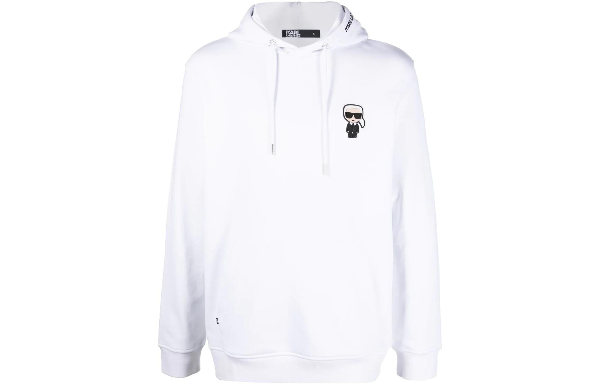 Karl Lagerfeld SS22 White Cotton Pullover Hoodie with Logo Print for Men 70506252190010
