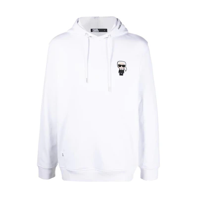 Karl Lagerfeld SS22 White Cotton Pullover Hoodie with Logo Print for Men 70506252190010
