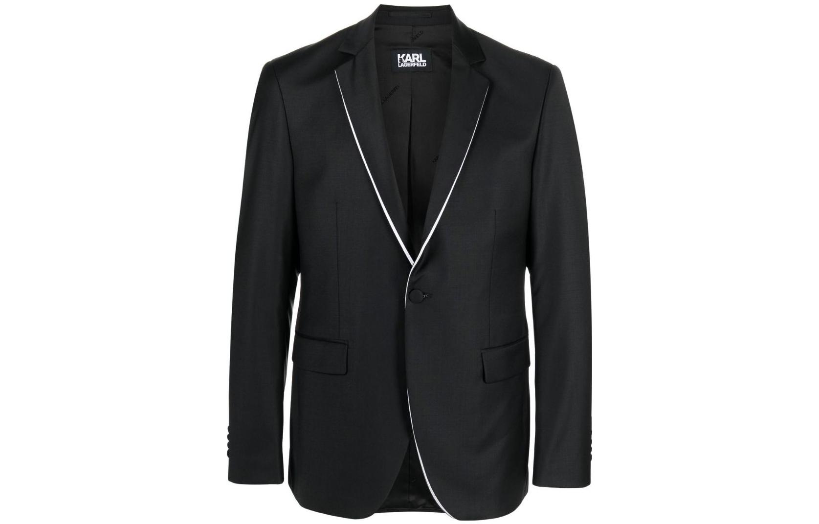 KARL LAGERFELD SS23  Black Blazer with Contrast Trim for Workwear. 155261521096