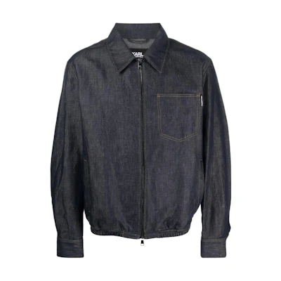 KARL LAGERFELD SS23 Solid Color Zip-Up Jacket with Collar. 231M1400390