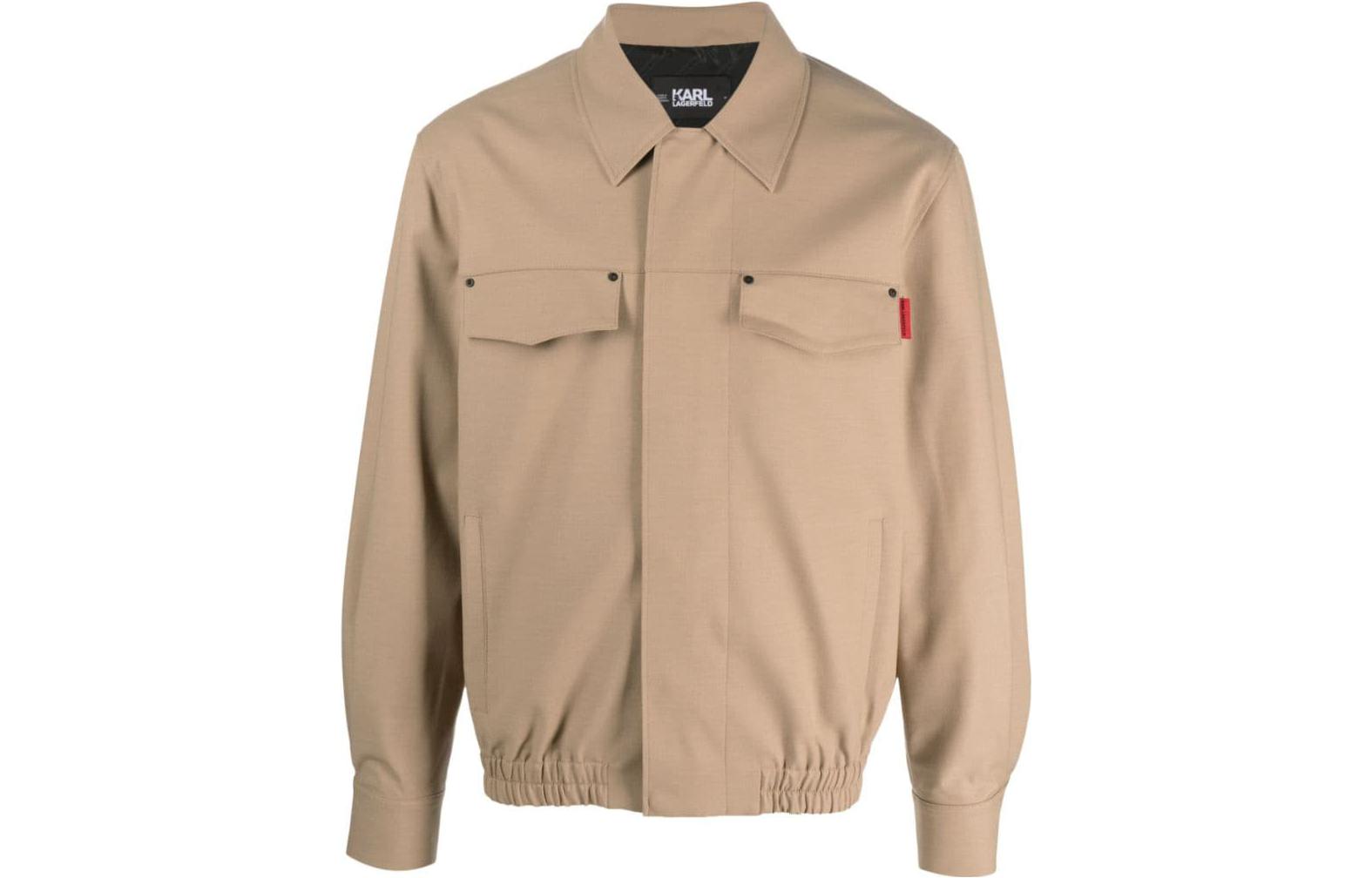 Karl Lagerfeld SS23 Beige Solid Long Sleeve Casual Jacket for Men 236M1402190