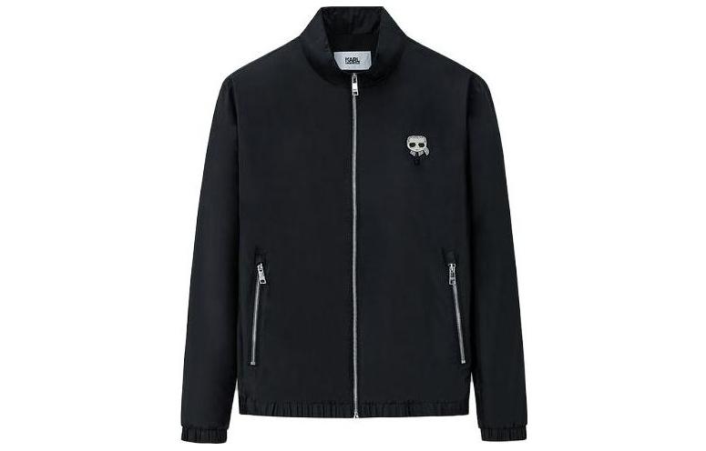 Karl Lagerfeld SS23 Black Jacket with Solid Logo Patch Design 1K1C10101056