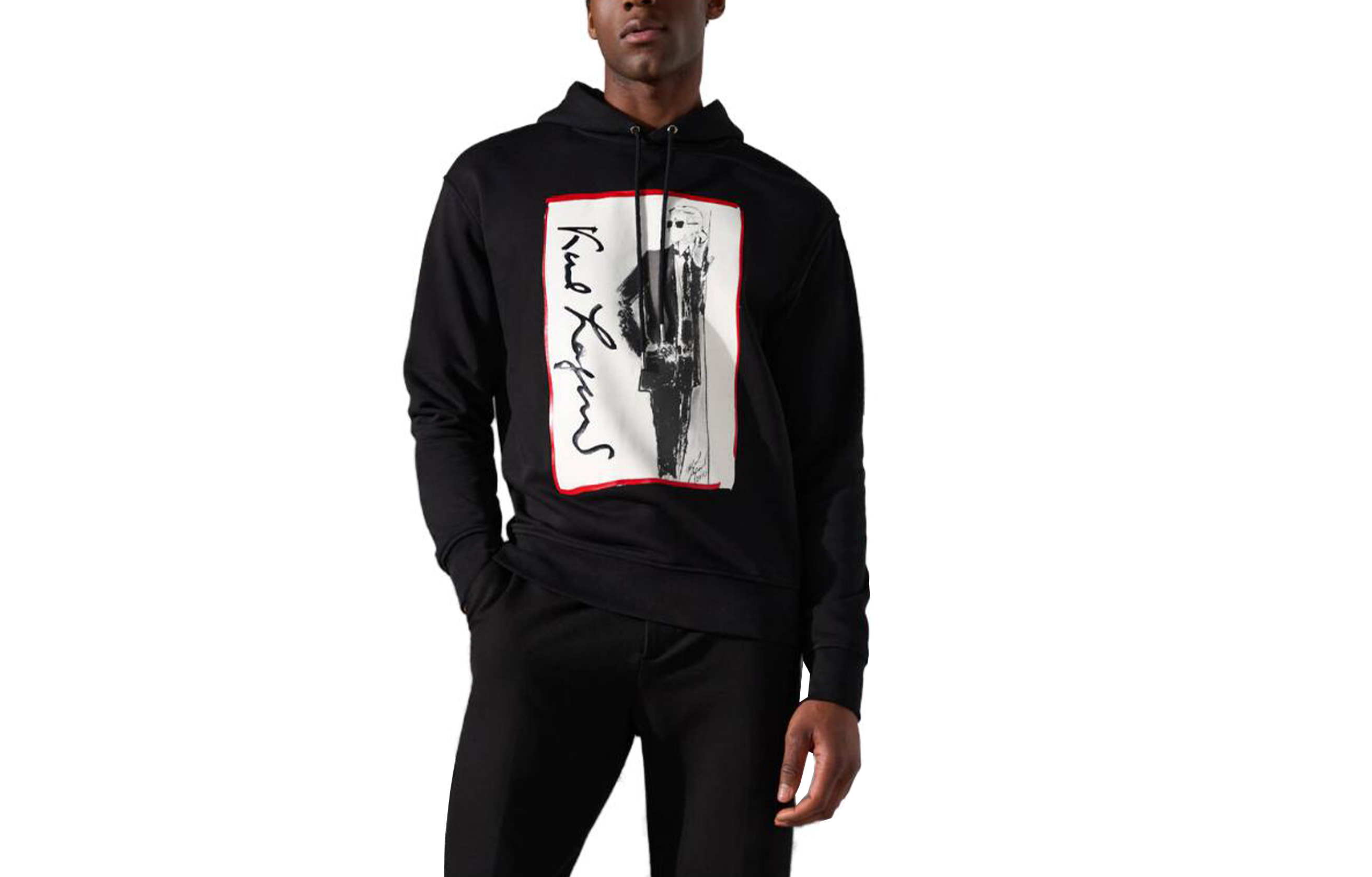 Karl Lagerfeld SS23 Black Letter Graphic Print Hoodie Long Sleeve 235M1803999