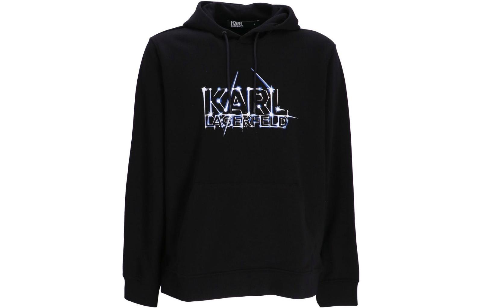 Karl Lagerfeld SS23 Black Letter Print Pullover Hoodie 705082531900650