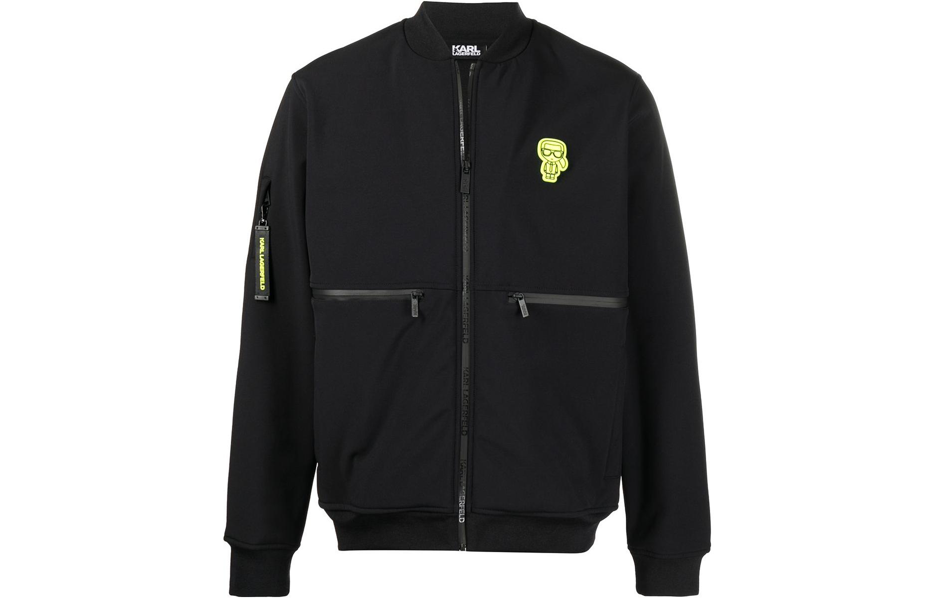 Karl Lagerfeld SS23 Black Logo Patch Long Sleeve Jacket Men Casual Streetwear 5050790511572