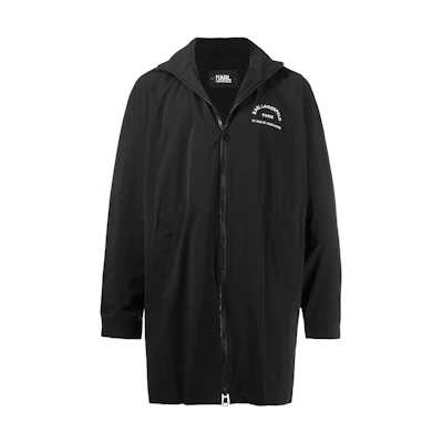Karl Lagerfeld SS23 Black Logo Print Outdoor Jacket with Hidden Hood 205M1500999