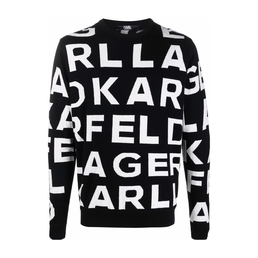 Karl Lagerfeld SS23 Black Pullover Sweatshirt with Logo Print KL210186990990