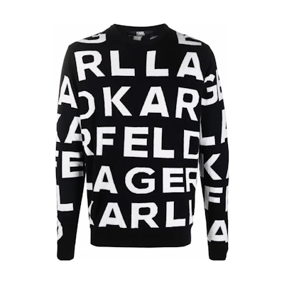 Karl Lagerfeld SS23 Black Pullover Sweatshirt with Logo Print KL210186990990