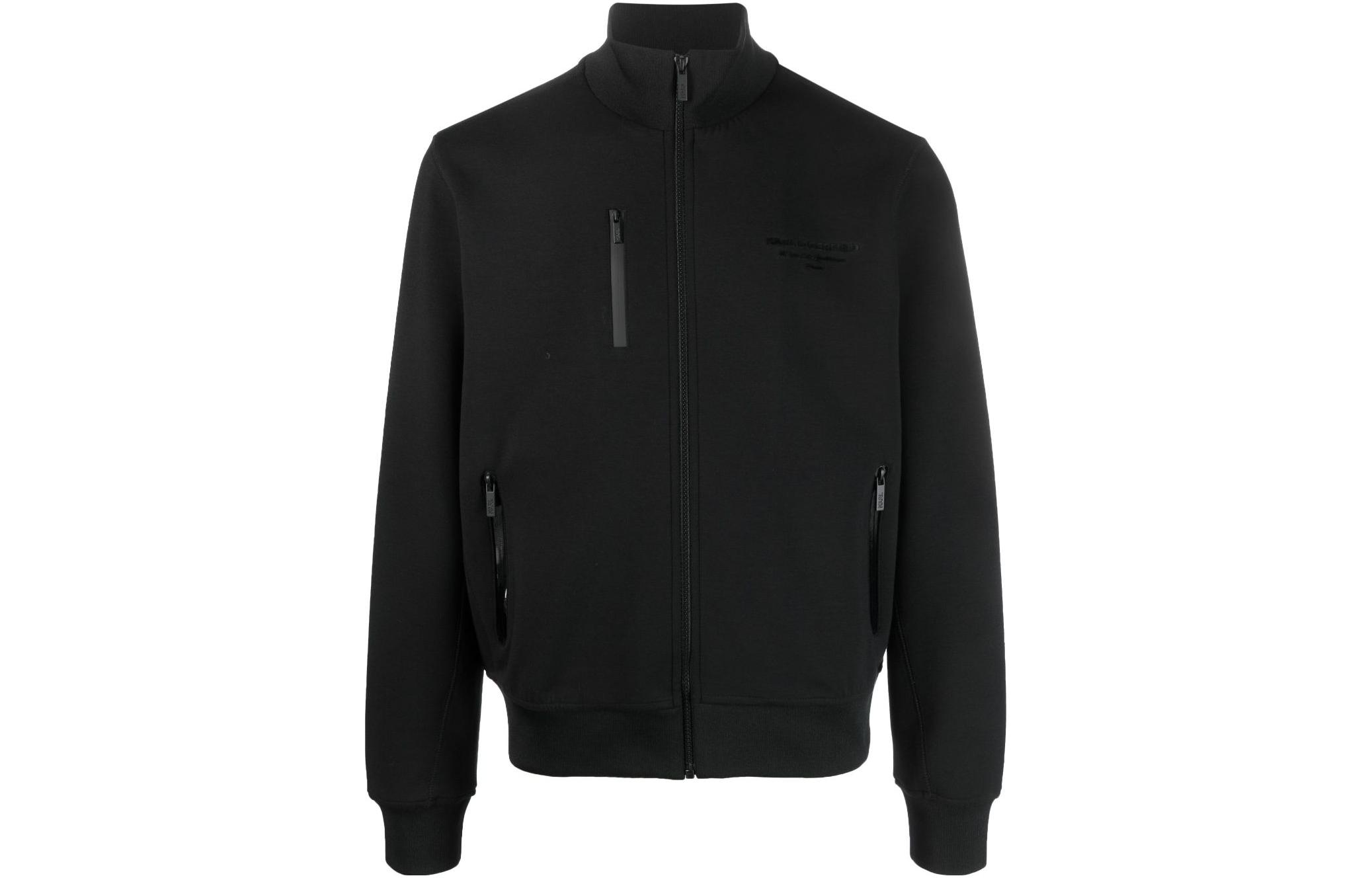 Karl Lagerfeld SS23 Black Solid Color High-Neck Zip Jacket for Men 705015532902