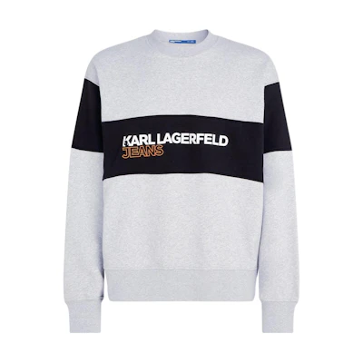 Karl Lagerfeld SS23 Colorblock Logo Print Oversized Crewneck Sweatshirt Grey Men 231D1803103