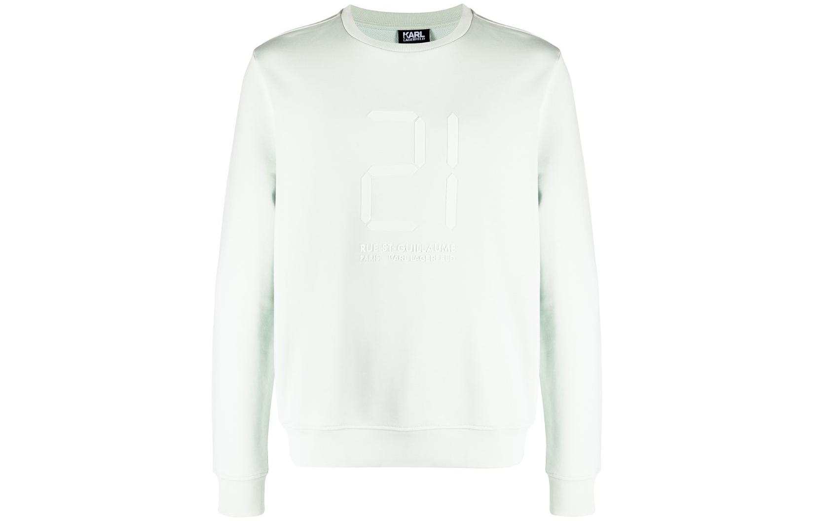 Karl Lagerfeld SS23 Embossed Number Pastel Green Crewneck Sweatshirt Men KL210024510510