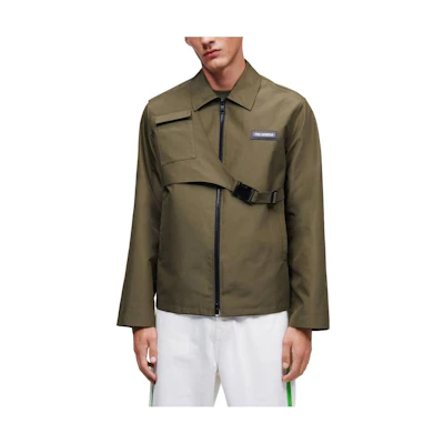 Karl Lagerfeld SS23 Green Jacket with Logo Patch and Detachable Pocket 231M1401636