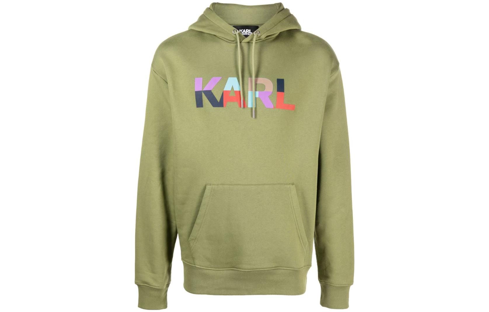 Karl Lagerfeld SS23 Green Logo Print Hoodie for Men 236M1802475