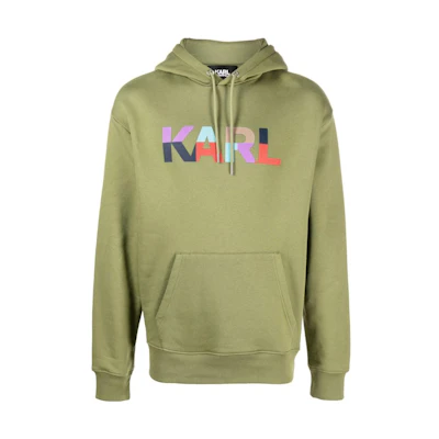 Karl Lagerfeld SS23 Green Logo Print Hoodie for Men 236M1802475