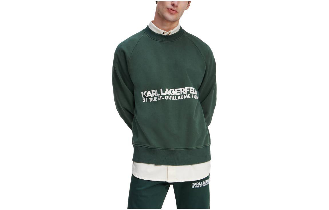Karl Lagerfeld SS23 Green Logo Print Long Sleeve Sweatshirt 235M1815435