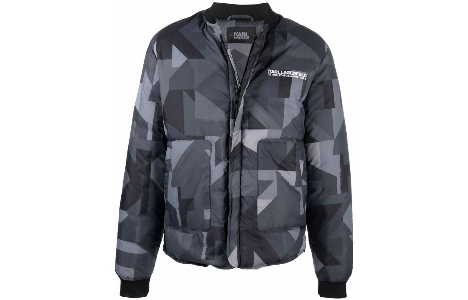 Karl Lagerfeld SS23 Grey Patchwork Logo Print Casual Jacket for Men 216M1501P10