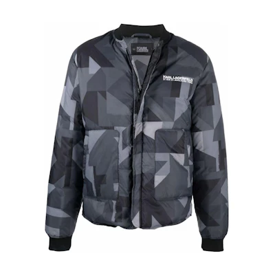 Karl Lagerfeld SS23 Grey Patchwork Logo Print Casual Jacket for Men 216M1501P10