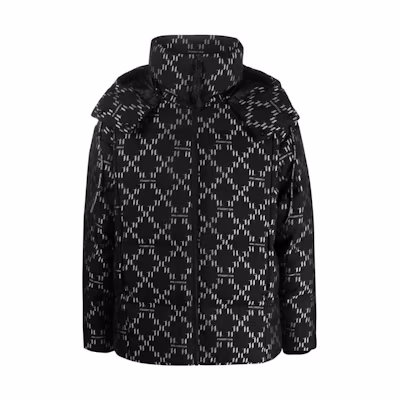 Karl Lagerfeld SS23 Jacquard Down Hooded Jacket Black 236M1500938