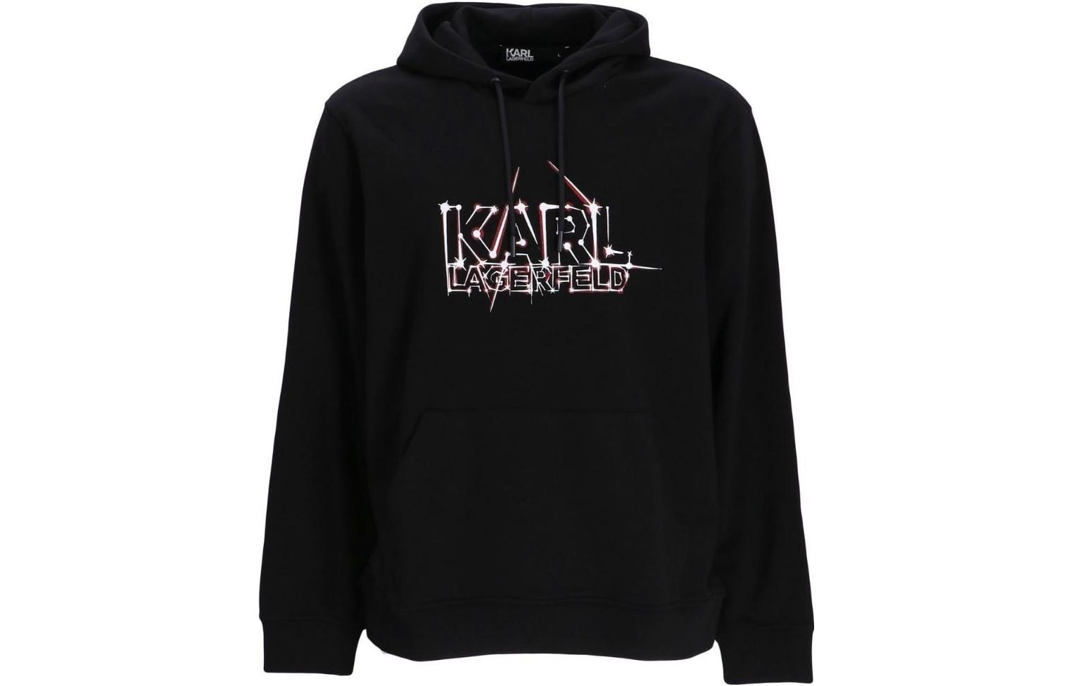 Karl Lagerfeld SS23 Letter Logo Print Black Hoodie for Men 705082531900340