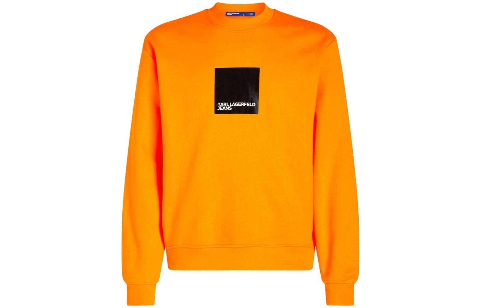 Karl Lagerfeld SS23 Letter Print Crewneck Long Sleeve Sweatshirt Orange Men 231D1804-108