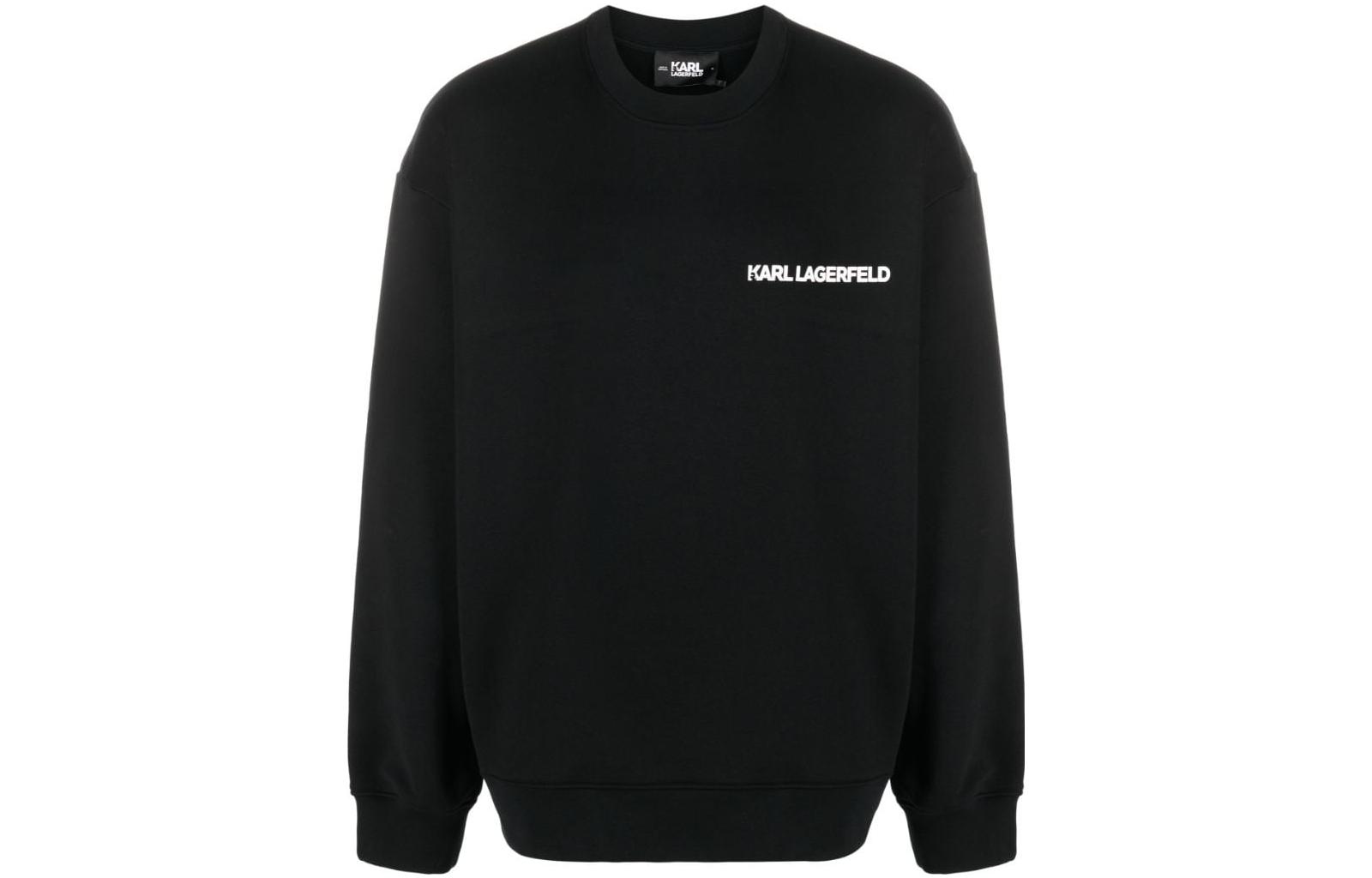 Karl Lagerfeld SS23 Logo Cartoon Print Black Long Sleeve Sweatshirt Mens 236M1800999
