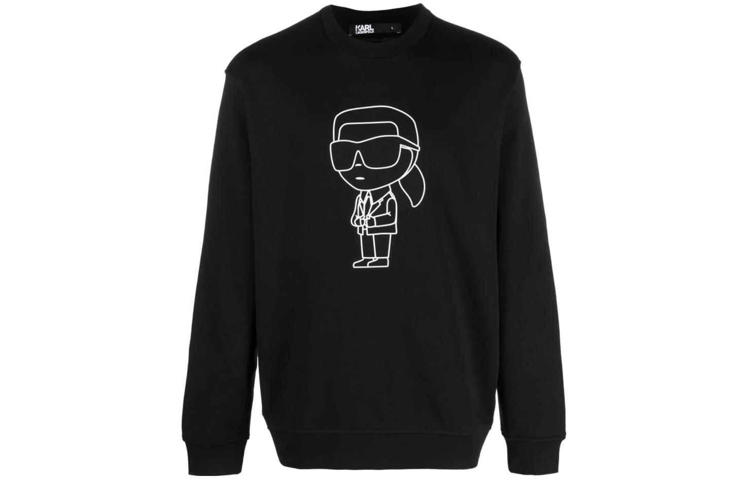 Karl Lagerfeld SS23 Logo Print Crewneck Pullover Sweatshirt Black 705041532900991