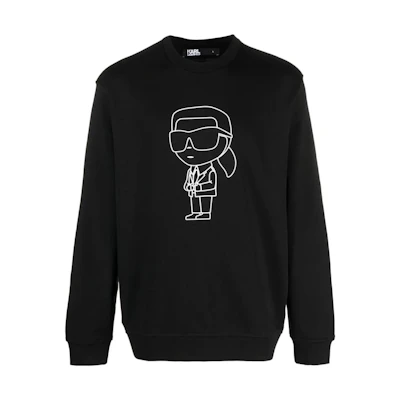 Karl Lagerfeld SS23 Logo Print Crewneck Pullover Sweatshirt Black 705041532900991