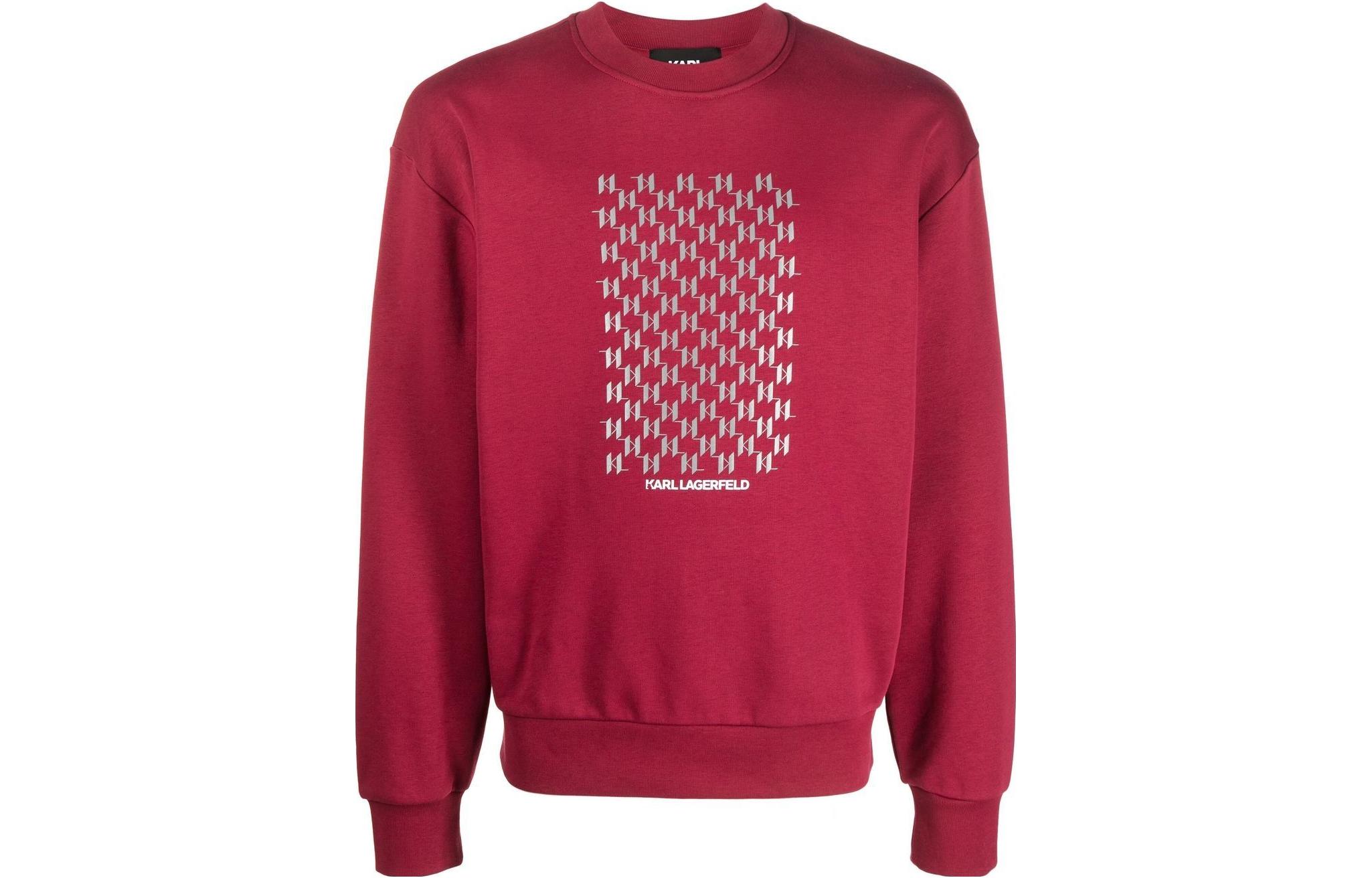 Karl Lagerfeld SS23 Logo Print Crewneck Sweatshirt Men’s Maroon 226M1813550