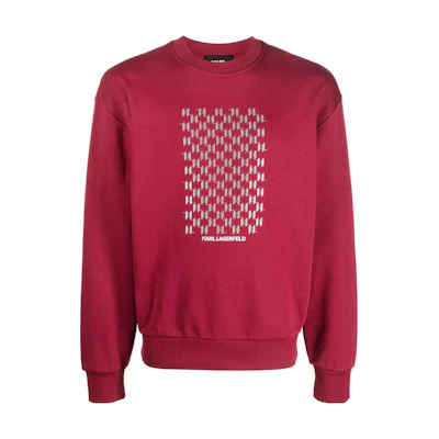 Karl Lagerfeld SS23 Logo Print Crewneck Sweatshirt Men’s Maroon 226M1813550
