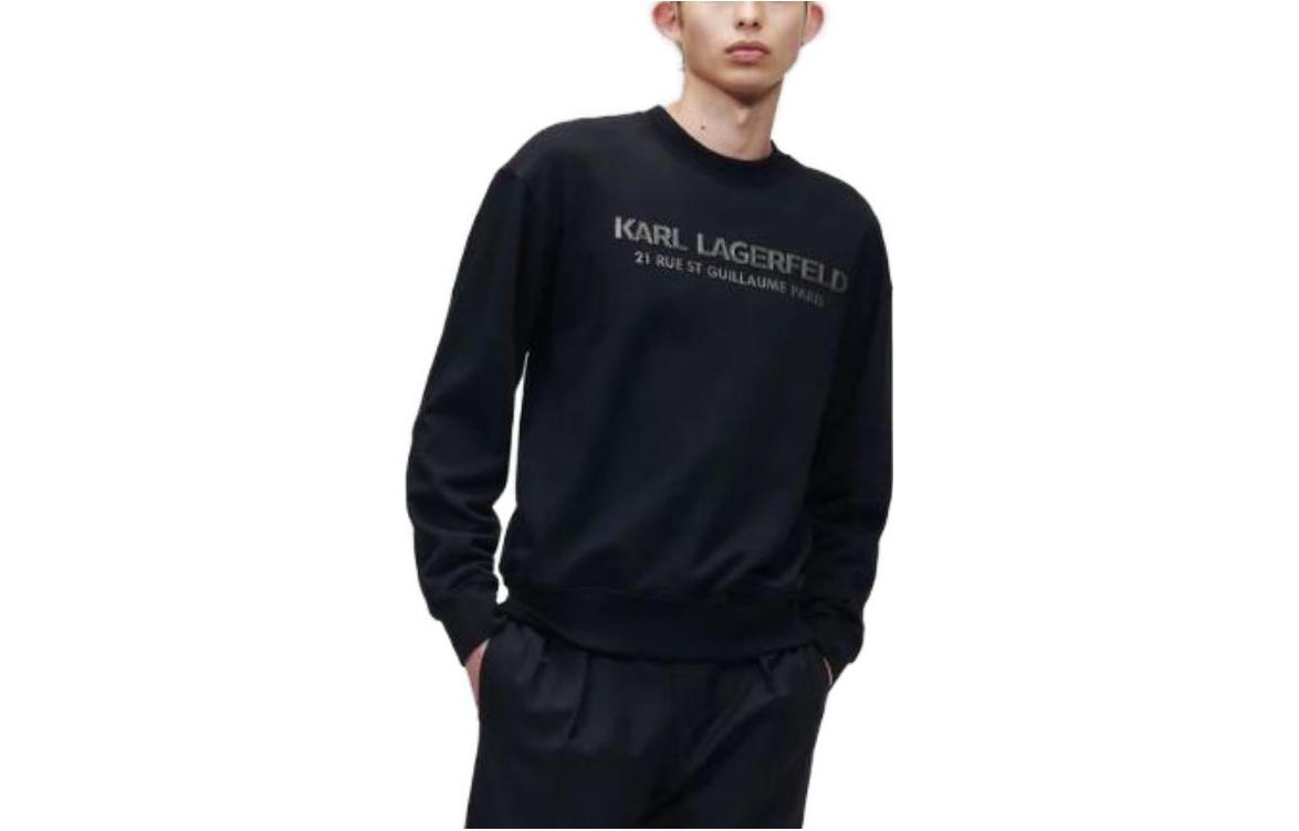 Karl Lagerfeld SS23 Logo Print Crewneck Sweatshirt Black 221M1803999