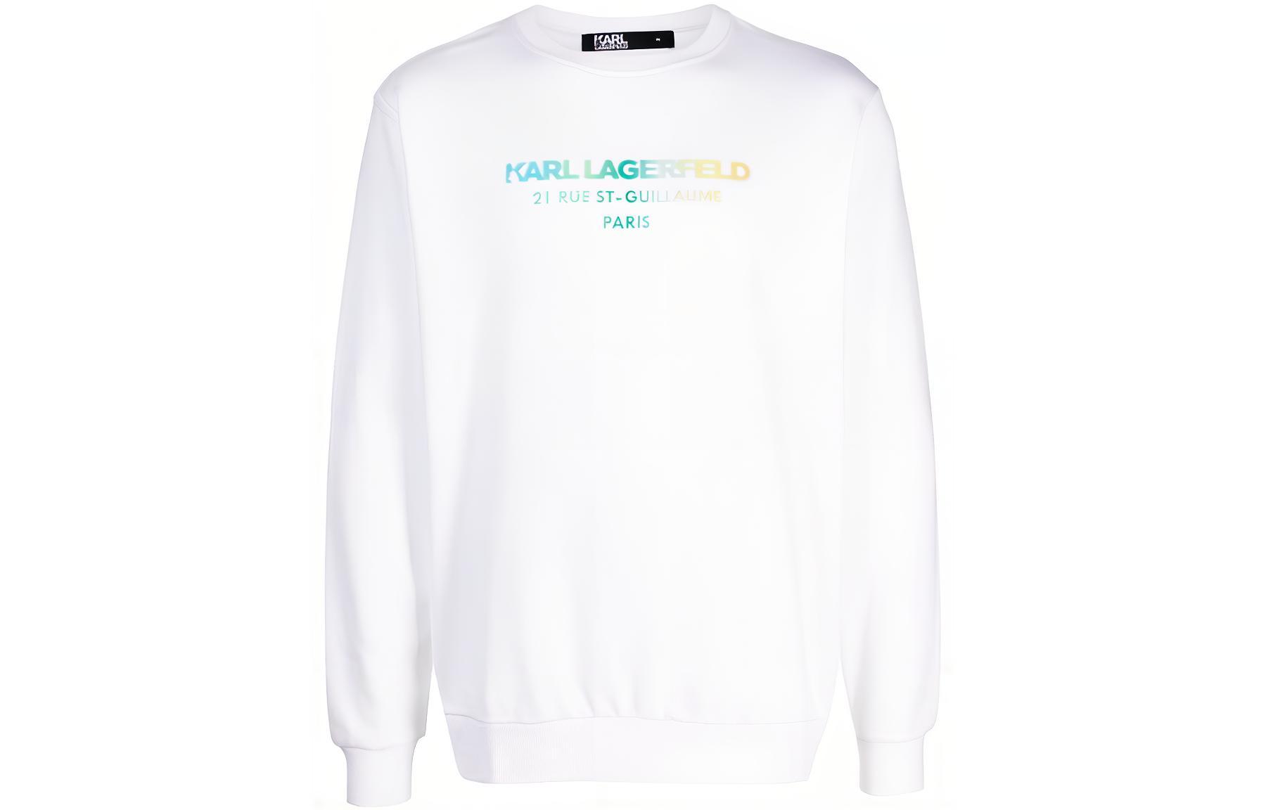 Karl Lagerfeld SS23 Logo Print Crewneck Sweatshirt White Long Sleeve 705063532940