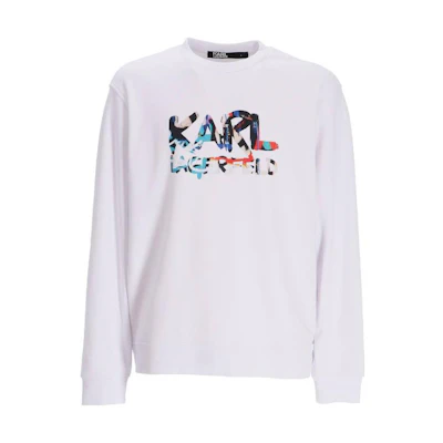 Karl Lagerfeld SS23 Logo Print Crewneck Sweatshirt White - 705400531900-10