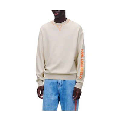 Karl Lagerfeld SS23 Logo Print Crewneck Sweatshirt Beige 231M1802296