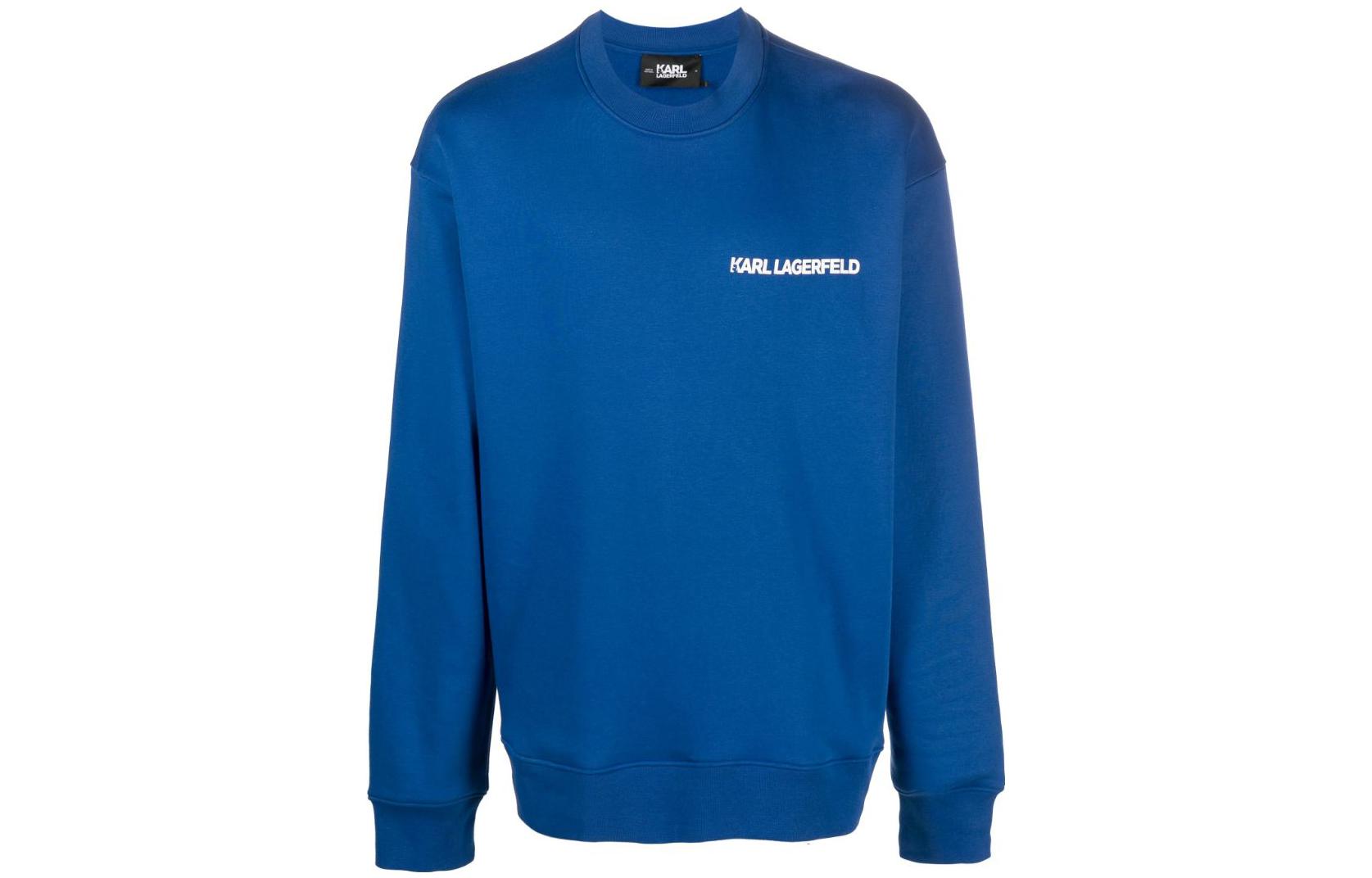 Karl Lagerfeld SS23 Logo Print Crewneck T-Shirt Blue Fashion 236M1800658