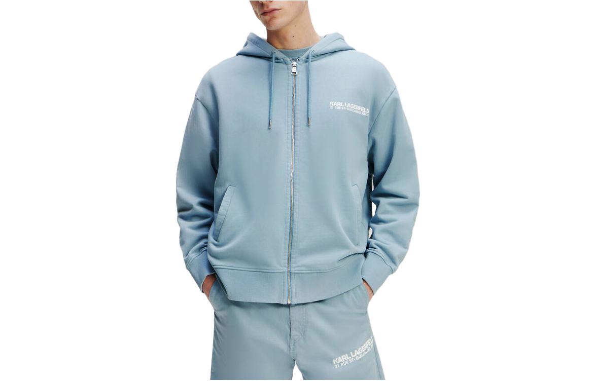 Karl Lagerfeld SS23 Logo Print Hooded Zip Jacket for Outdoor Adventures 235M1814436