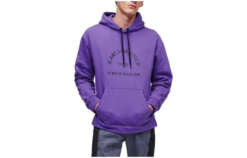 Karl Lagerfeld SS23 Logo Print Hoodie Purple Pullover Sweatshirt 230M1809371