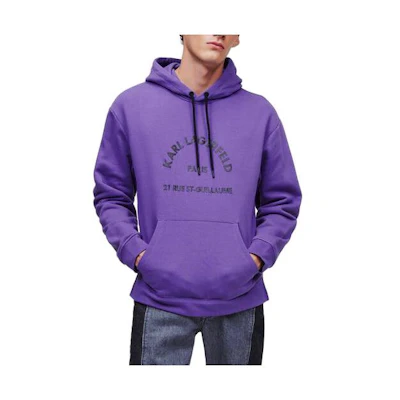 Karl Lagerfeld SS23 Logo Print Hoodie Purple Pullover Sweatshirt 230M1809371