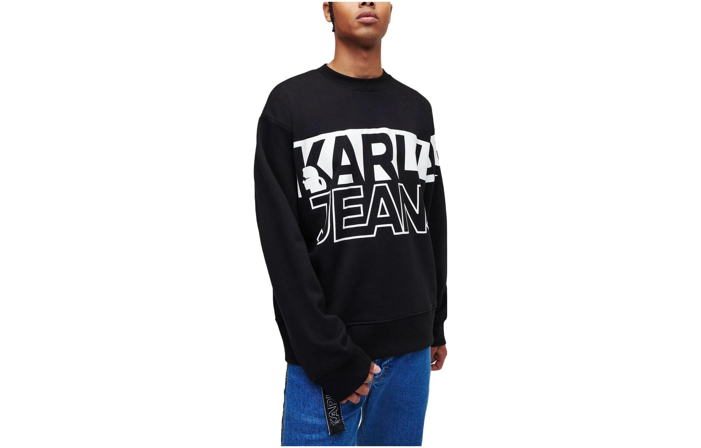 Karl Lagerfeld SS23 Logo Print Pullover Sweatshirt Black 235D1800101
