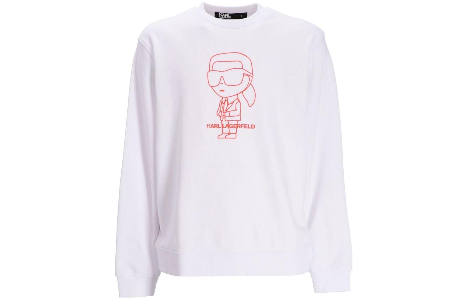 Karl Lagerfeld SS23 Logo Print White Pullover Sweatshirt 70540953190010