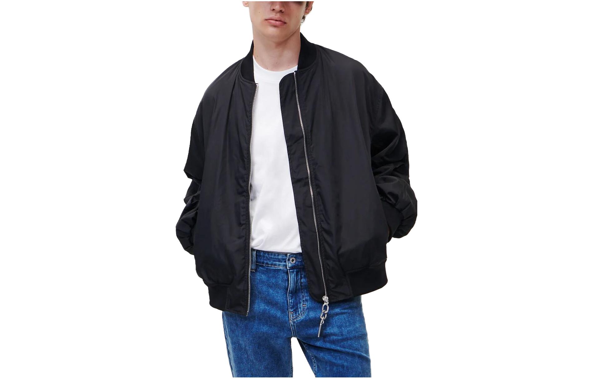 Karl Lagerfeld SS23 Logo Print Zip Bomber Jacket Men’s Black 231D1501101