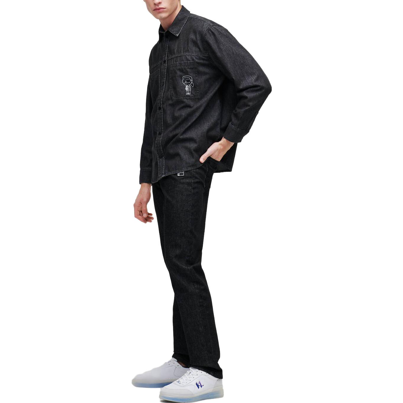 Purchase KARL LAGERFELD SS23 Men’s Black Denim Jacket with Graphic Print 230M1603999