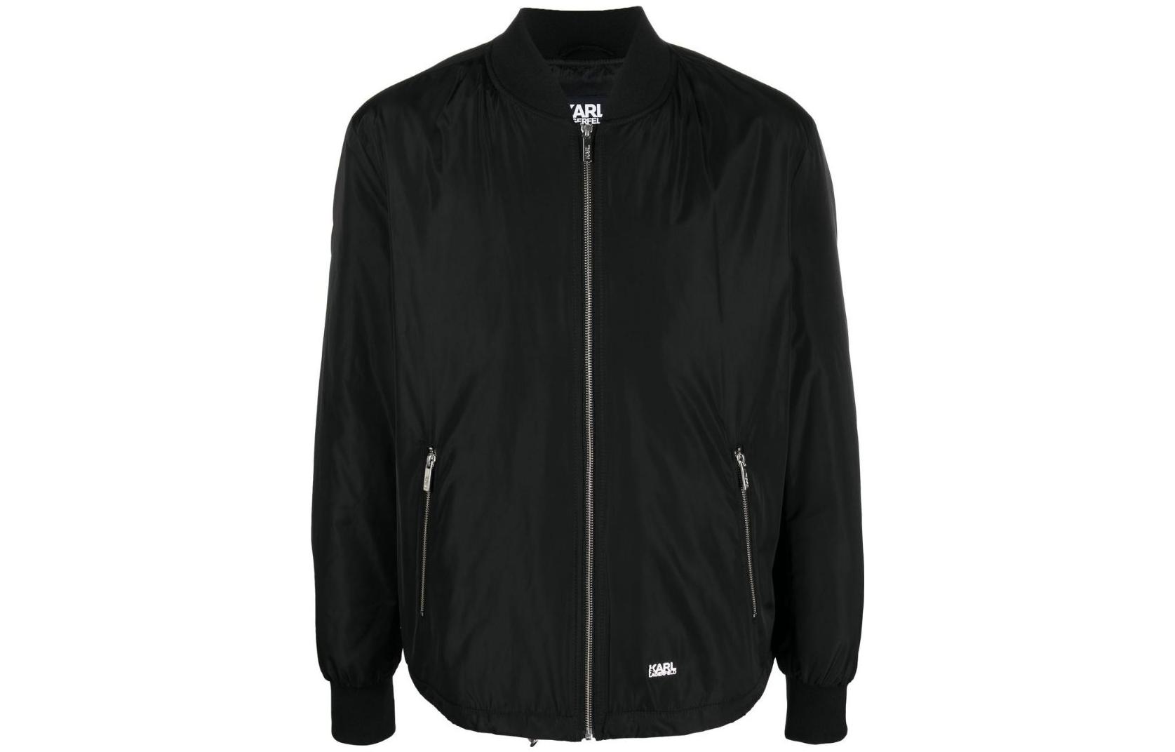 Karl Lagerfeld SS23 Outdoor Embroidered Logo Long Sleeve Jacket Black 505044524542