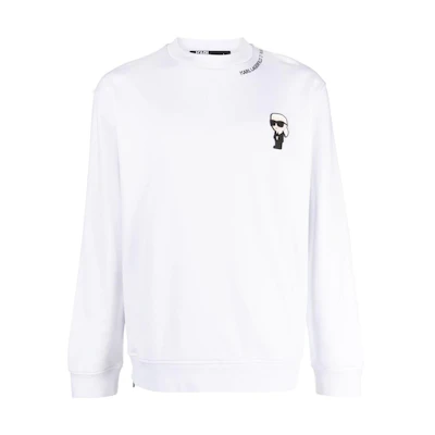 Karl Lagerfeld SS23 White Crewneck Pullover Sweatshirt with Front Print 70504453290010