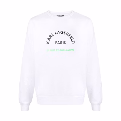 Karl Lagerfeld SS23 White Letter Print Crewneck Sweatshirt Casual Style 705090051191010