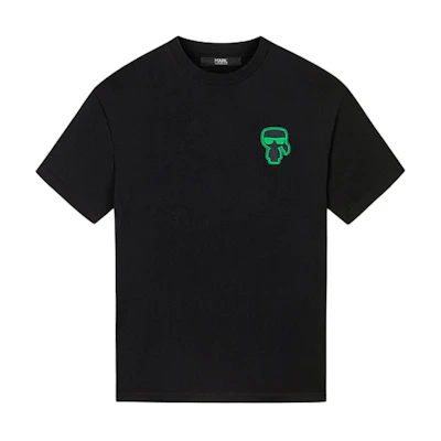 KARL LAGERFELD SS24 Black Crewneck T-Shirt with Embroidered Logo. 241N1719